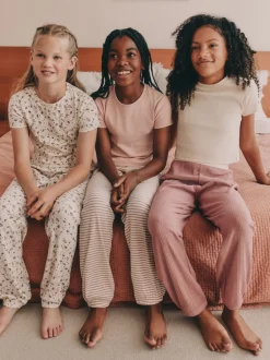 Nachtkleding En Pyjama's|Pyjama's|Next - Verpakking van 3 pyjama's met joggingbroek (3-16 jr) Roze met vrolijke bloemenprint