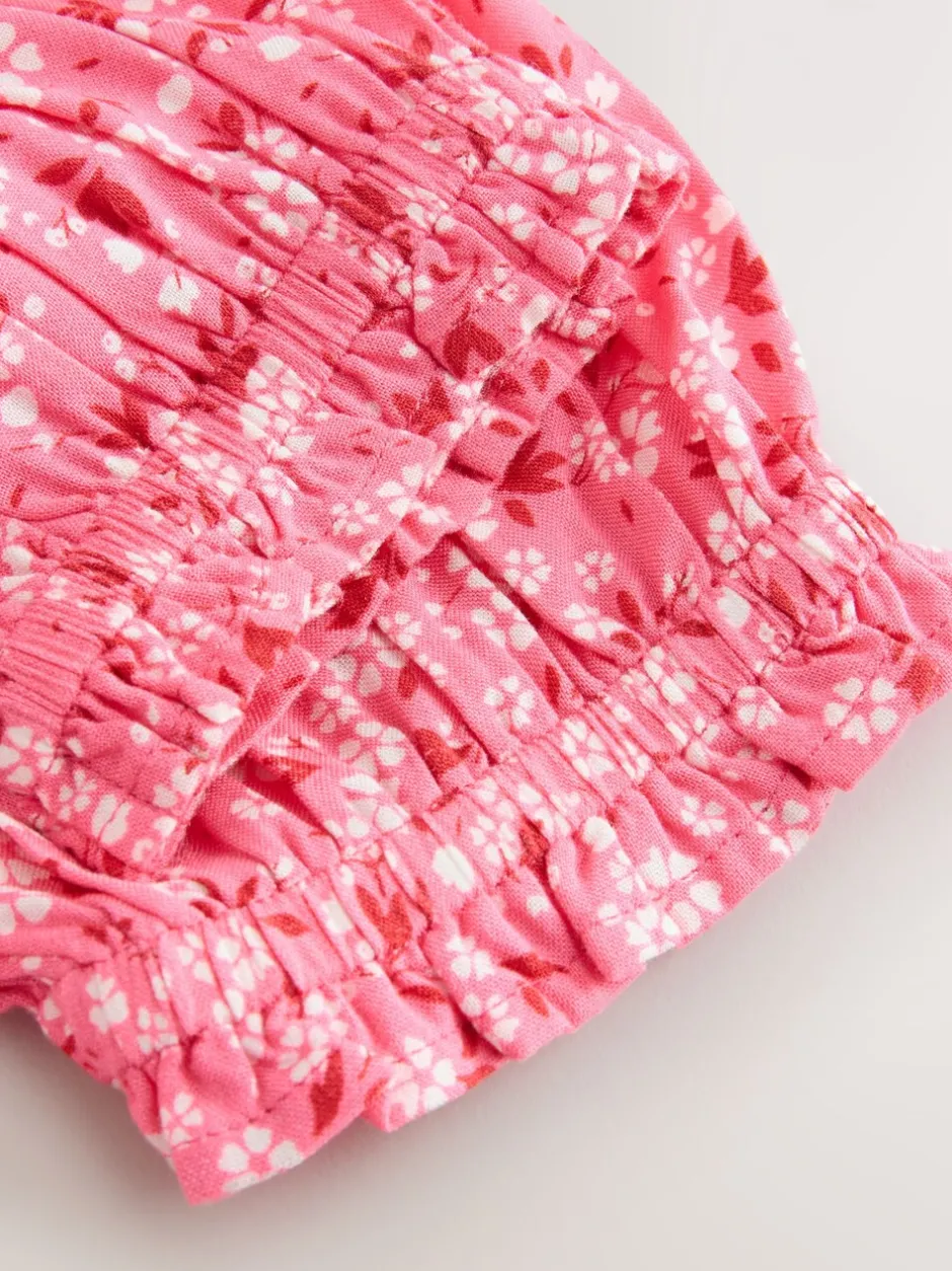 Overhemden En Blouses|Next - Gesmokte blouse (3-16jr) Roze met vrolijke print