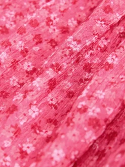 Jurken|Next - Angel Sleeve Crinkle Dress (3-16yrs) Roze met vrolijke print