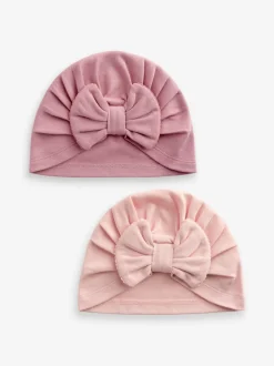 Mutsjes En Antikrabwantjes|Mutsen, Handschoenen En Sjaals|Next - Set van 2 babyturbanen (0-18mnd) Roze modern
