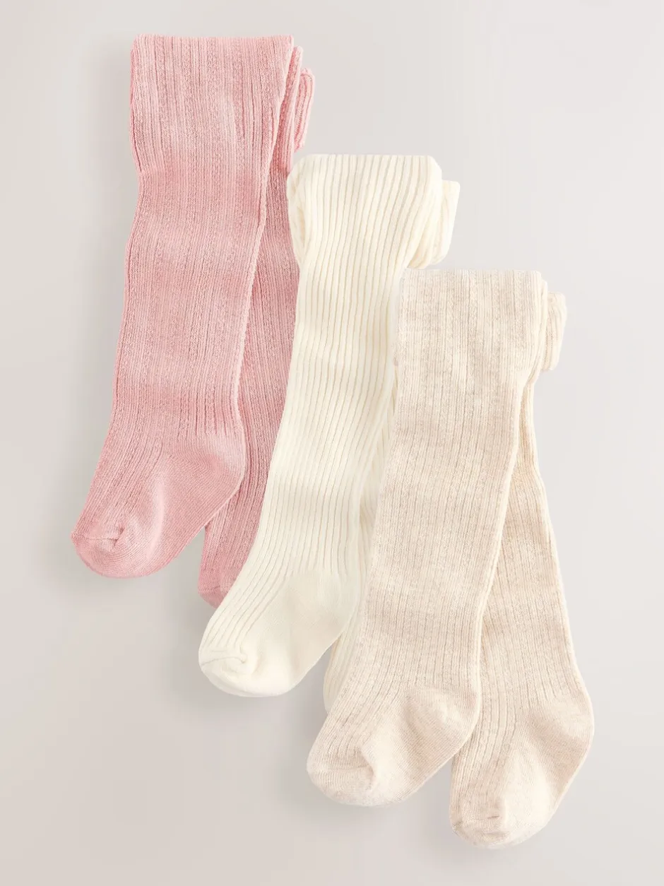 Sokken En Panty's*Next Roze neutraal met textuur - Set van 3 babymaillots (0 mnd-2 jr)