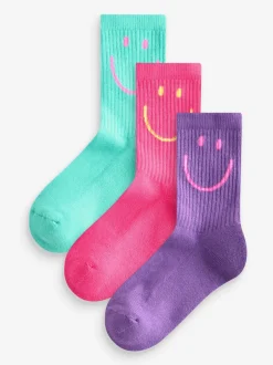 Sokken En Panty's|Sokken En Panty's*Next Roze, paars en blauwgroen personage - 3 Paar enkelsokken met verzachte zool en hoog katoengehalte