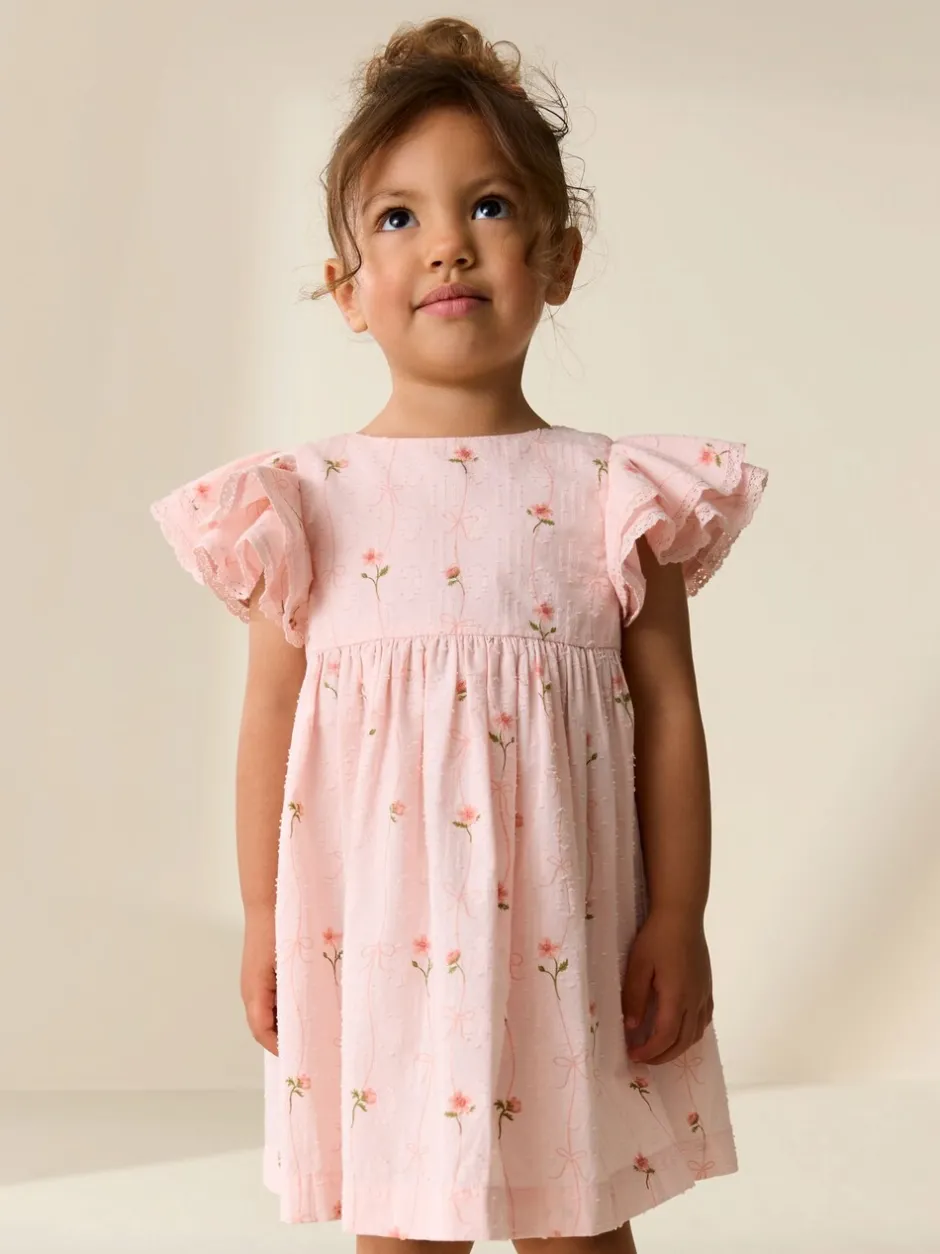 Jurken|Jurken|Next - Jurk met engelmouwen (3 mnd-8 jr) Roze print