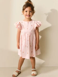 Jurken|Jurken|Next - Jurk met engelmouwen (3 mnd-8 jr) Roze print