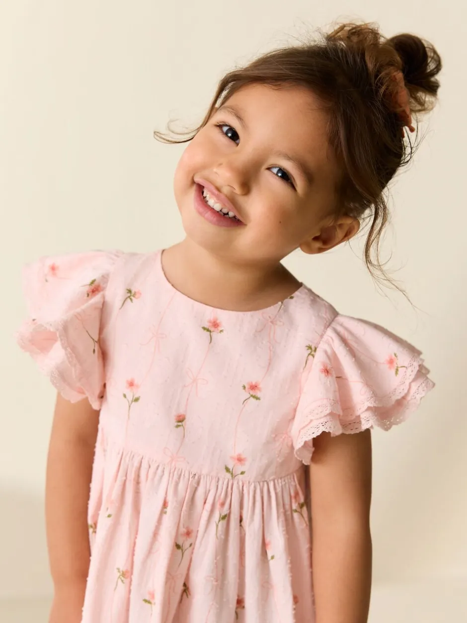 Jurken|Jurken|Next - Jurk met engelmouwen (3 mnd-8 jr) Roze print