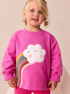 Tops|Next Roze regenboog met wolk en figuurtje - T-shirt met lange mouwen (3 mnd-7 jr)