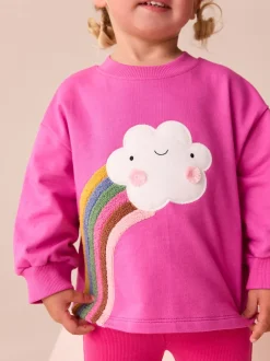Tops|Next Roze regenboog met wolk en figuurtje - T-shirt met lange mouwen (3 mnd-7 jr)