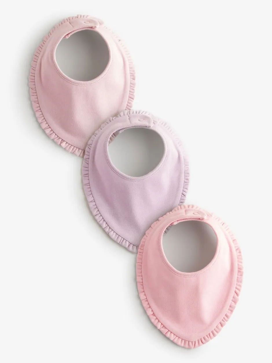 Slabbetjes|Next - Verpakking met 3 babyslabbetjes Roze ruches