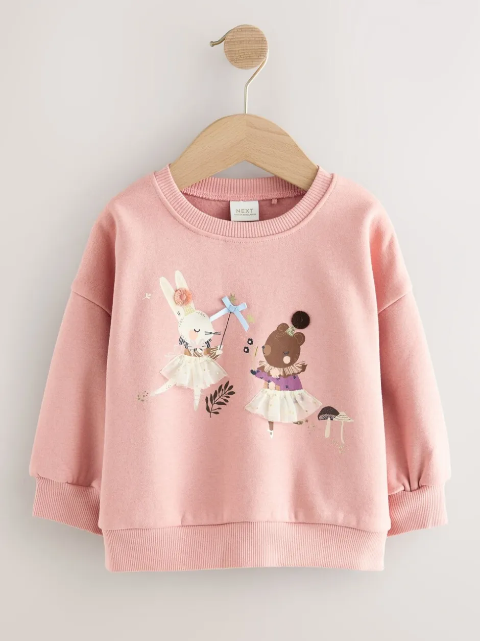 Sweaters En Hoody´S|Next Roze sprookjesfiguren - Sweatshirt met ronde hals (3 mnd-7 jr)