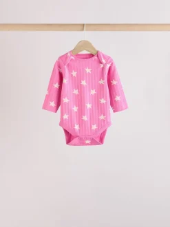 Rompertjes En Hemdjes*Next Roze ster - Set van 5 babyrompertjes met lange mouwen