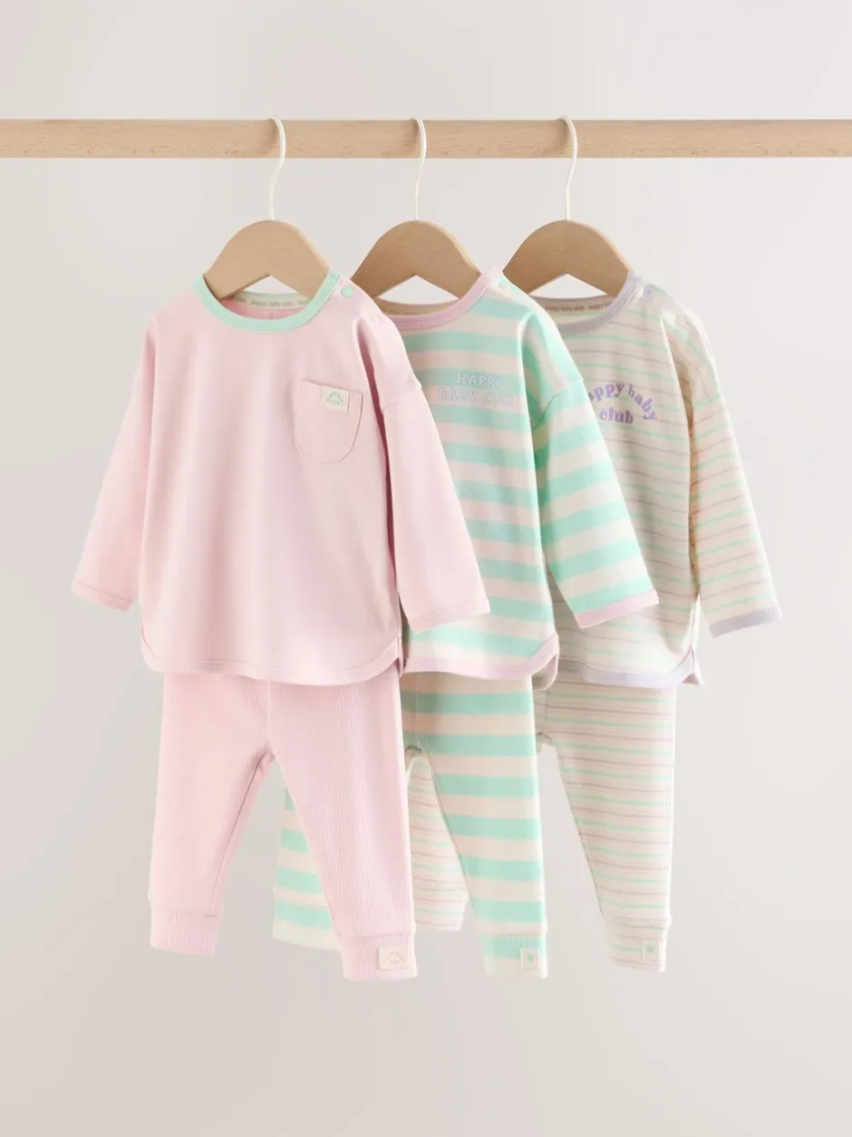 Tops|Sets En Outfits|Next Roze streep - 6 -delige set van top met lange mouwen en leggings (0mnd -3jr)
