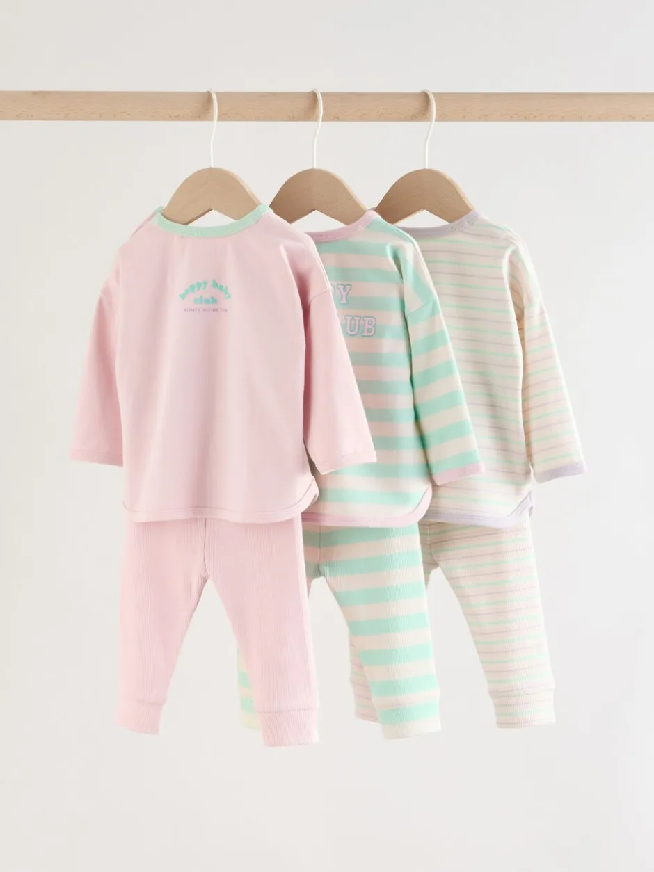 Tops|Sets En Outfits|Next Roze streep - 6 -delige set van top met lange mouwen en leggings (0mnd -3jr)