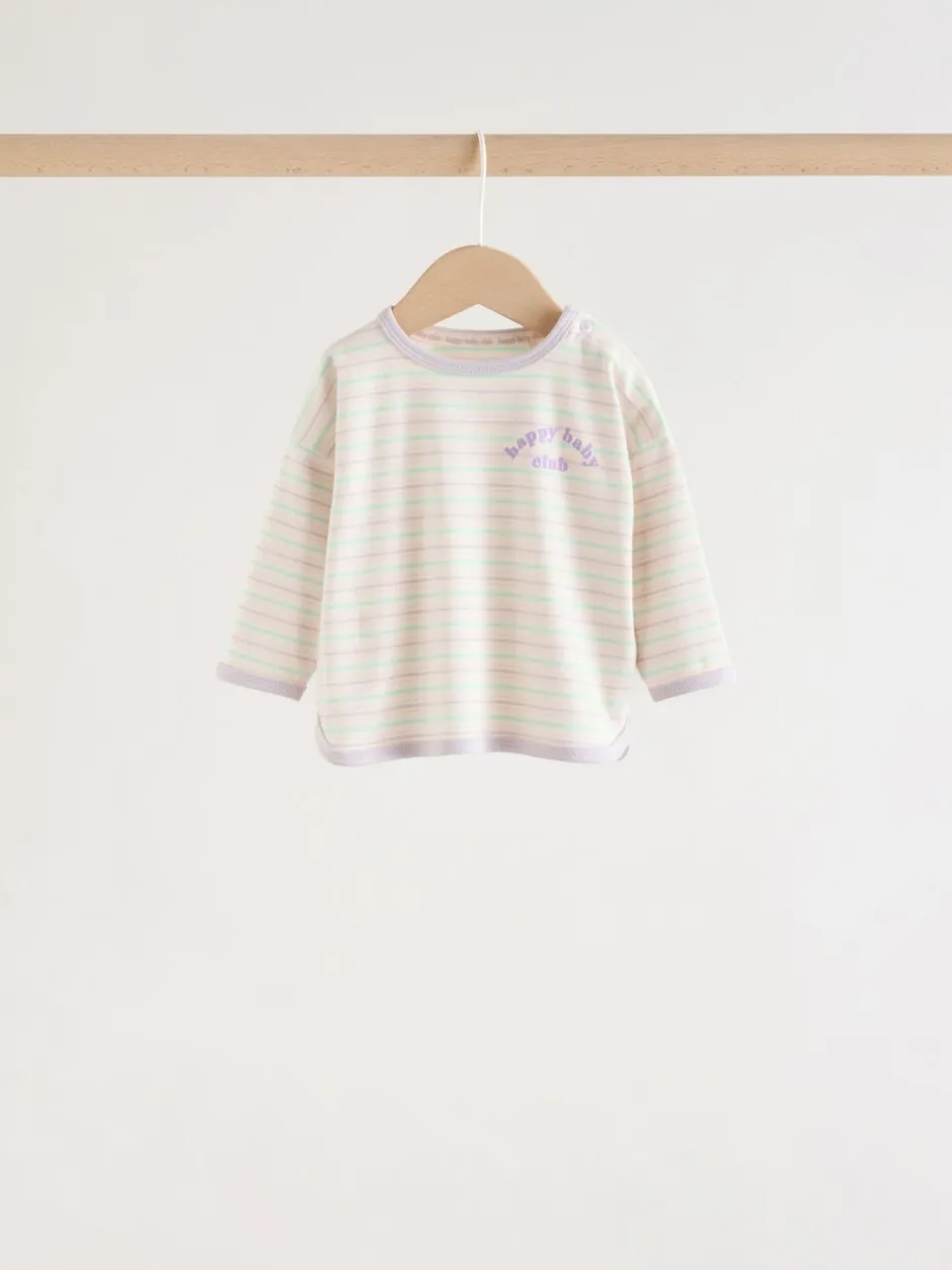 Tops|Sets En Outfits|Next Roze streep - 6 -delige set van top met lange mouwen en leggings (0mnd -3jr)