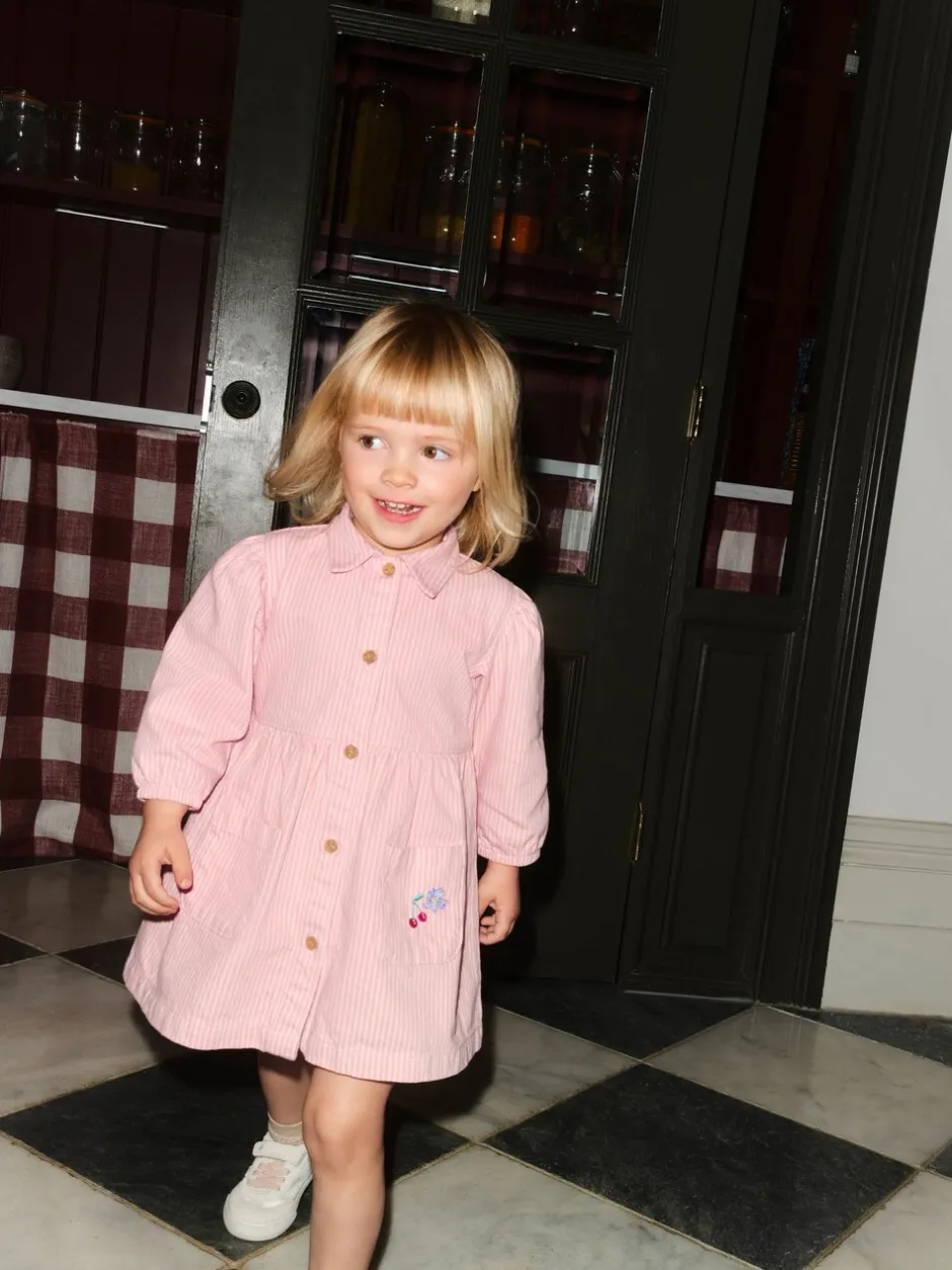 Jurken|Jurken*Next - Long Sleeve Cotton Dress (3mths-8yrs) Roze streep
