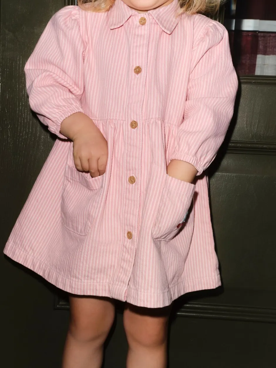 Jurken|Jurken*Next - Long Sleeve Cotton Dress (3mths-8yrs) Roze streep