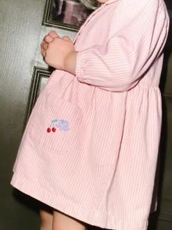 Jurken|Jurken*Next - Long Sleeve Cotton Dress (3mths-8yrs) Roze streep