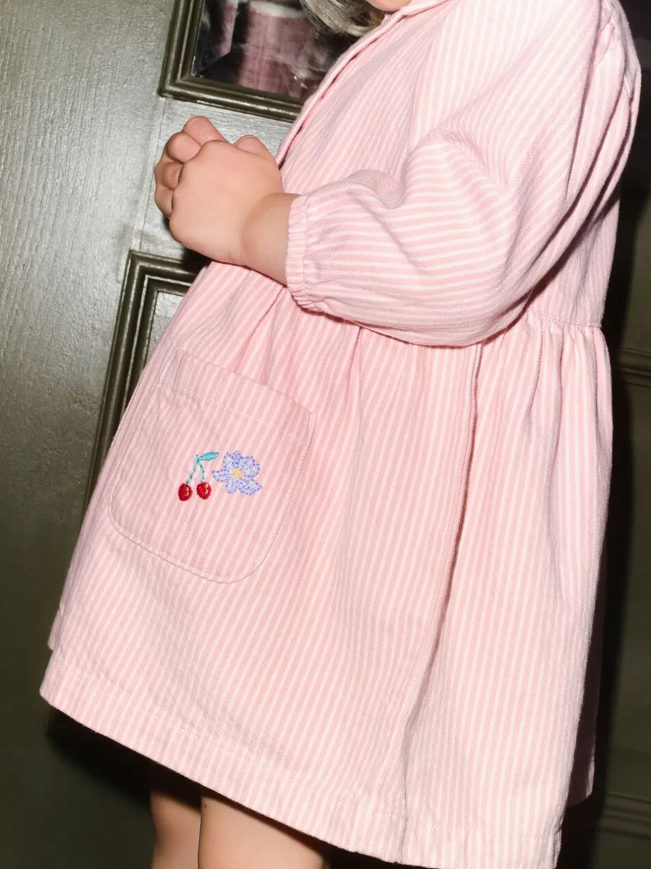 Jurken|Jurken*Next - Long Sleeve Cotton Dress (3mths-8yrs) Roze streep
