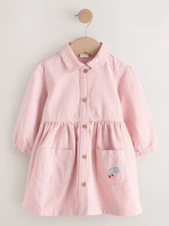 Jurken|Jurken*Next - Long Sleeve Cotton Dress (3mths-8yrs) Roze streep