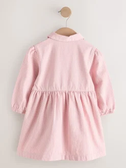 Jurken|Jurken*Next - Long Sleeve Cotton Dress (3mths-8yrs) Roze streep