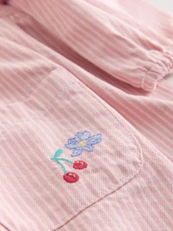Jurken|Jurken*Next - Long Sleeve Cotton Dress (3mths-8yrs) Roze streep