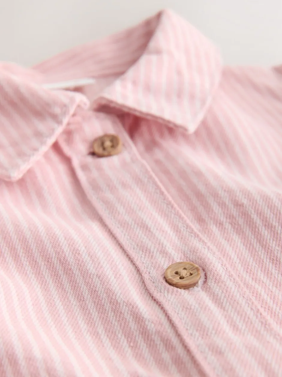 Jurken|Jurken*Next - Long Sleeve Cotton Dress (3mths-8yrs) Roze streep