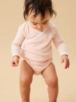 Rompertjes En Hemdjes|Mori - Lange Mouw Envelope Hals Bodysuit Roze streep