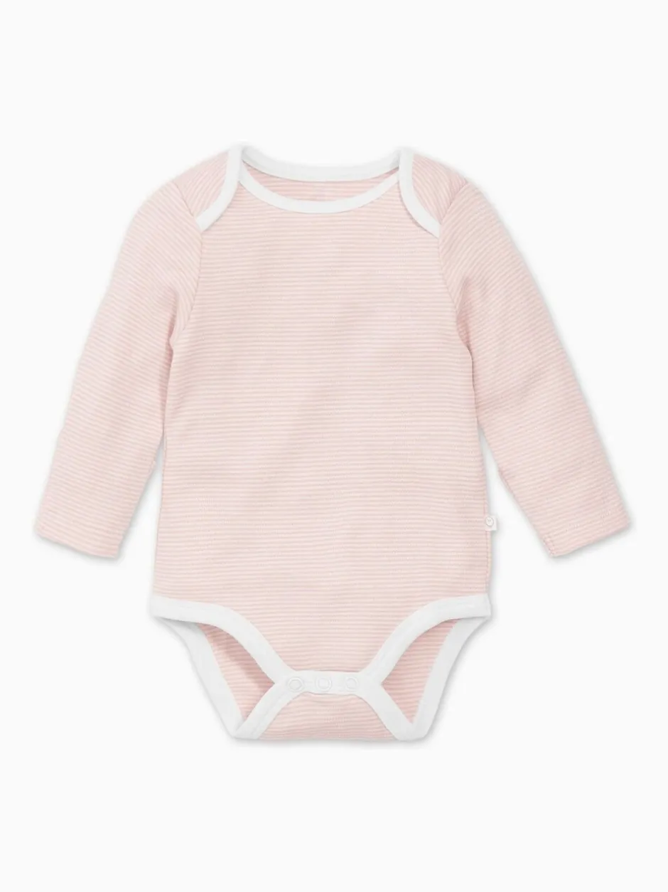 Rompertjes En Hemdjes|Mori - Lange Mouw Envelope Hals Bodysuit Roze streep