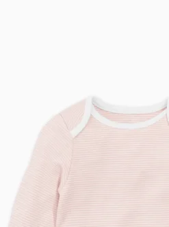 Rompertjes En Hemdjes|Mori - Lange Mouw Envelope Hals Bodysuit Roze streep