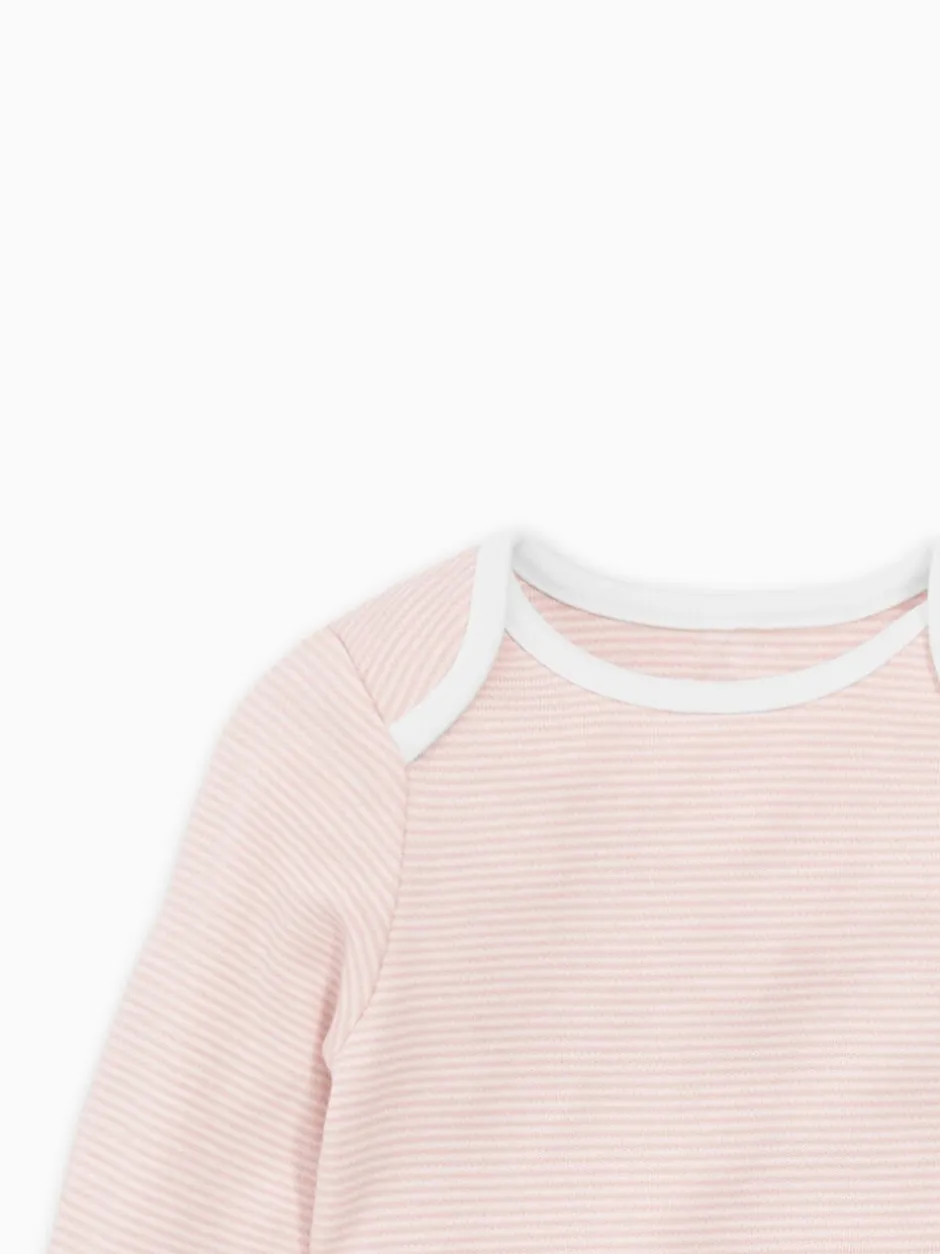 Rompertjes En Hemdjes|Mori - Lange Mouw Envelope Hals Bodysuit Roze streep
