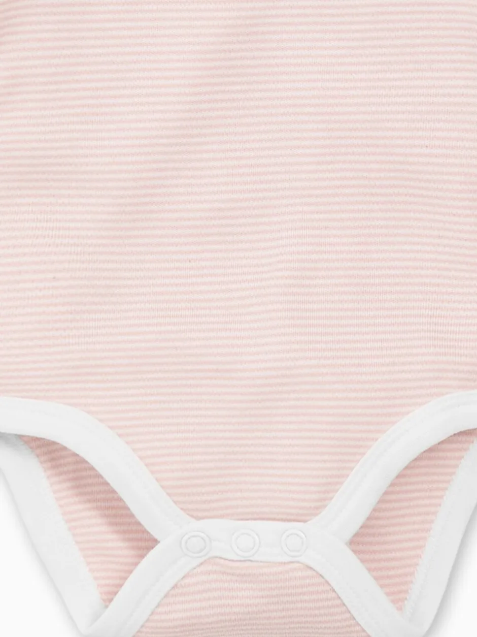 Rompertjes En Hemdjes|Mori - Lange Mouw Envelope Hals Bodysuit Roze streep