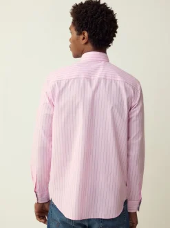Shirts|Next Roze streep - Strijkvrij Oxford overhemd met knopen