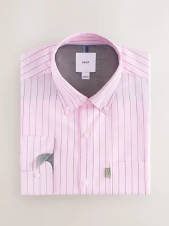 Shirts|Next Roze streep - Strijkvrij Oxford overhemd met knopen