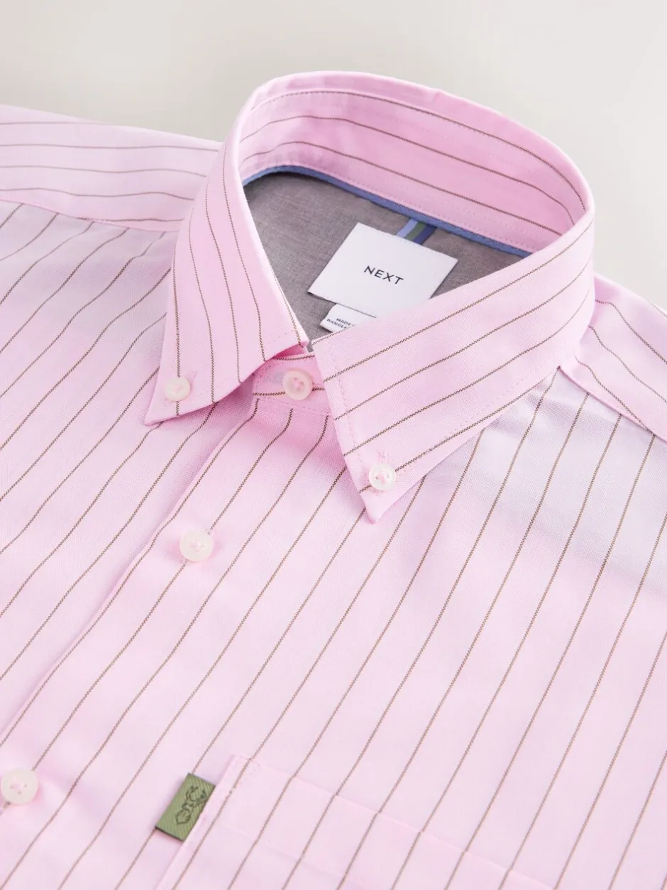Shirts|Next Roze streep - Strijkvrij Oxford overhemd met knopen