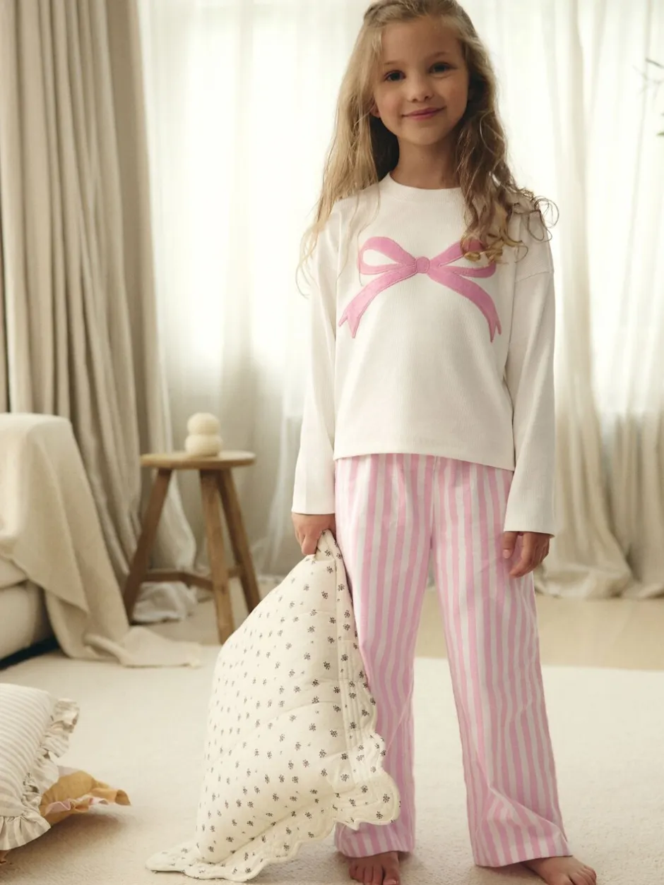 Nachtkleding En Pyjama's|Pyjama's*Next Roze strik met strepen - Geweven pyjama (9mnd-16jr)