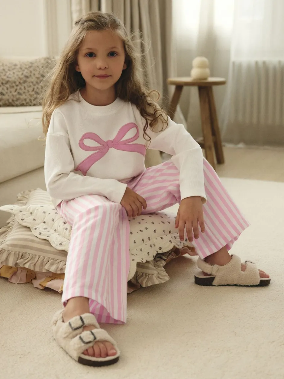 Nachtkleding En Pyjama's|Pyjama's*Next Roze strik met strepen - Geweven pyjama (9mnd-16jr)