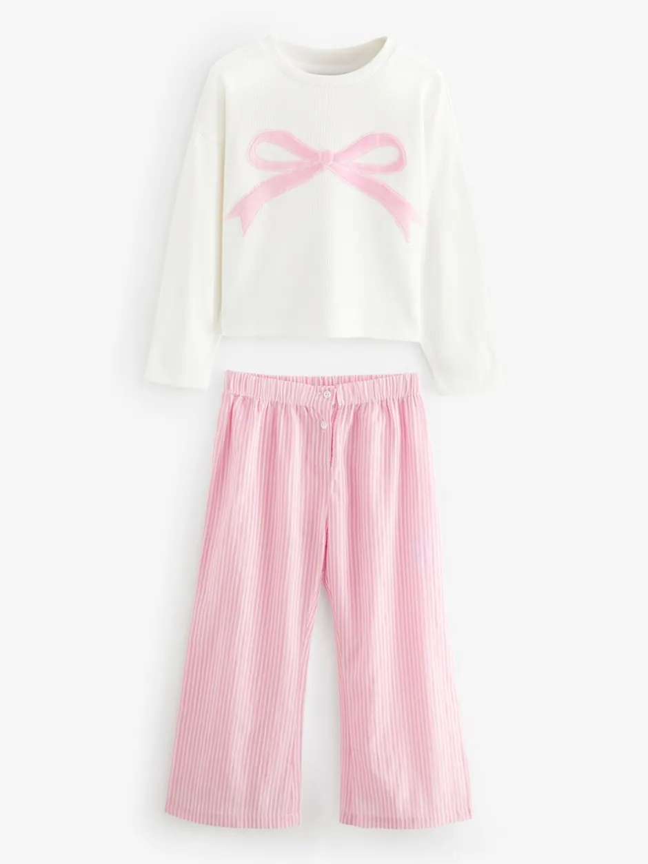 Nachtkleding En Pyjama's|Pyjama's*Next Roze strik met strepen - Geweven pyjama (9mnd-16jr)