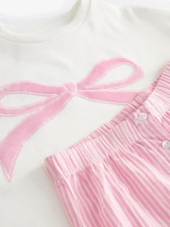 Nachtkleding En Pyjama's|Pyjama's*Next Roze strik met strepen - Geweven pyjama (9mnd-16jr)