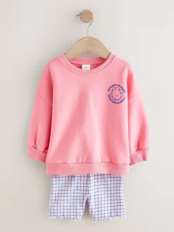 Shorts En Rokken*Next Roze zebraprint - Crew Neck Sweatshirt & Shorts Set (3mths-7yrs)