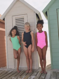 Badkleding|Next - Crinkle Swimsuit (3-16yrs) Roze zebraprint