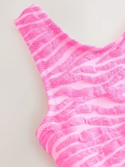 Badkleding|Next - Crinkle Swimsuit (3-16yrs) Roze zebraprint