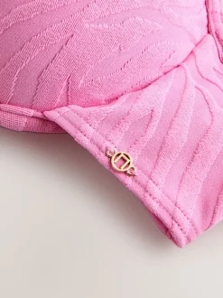 Badkleding|Next Roze zebraprint met textuur - Bikinibeugeltop met vulling en lage decolleté