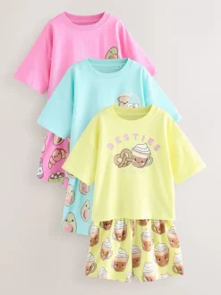 Nachtkleding En Pyjama's|Pyjama's|Next Roze/blauw - Set van 3 pyjama's (3-16 jr)