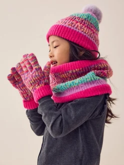 Mutsen, Handschoenen En Sjaals|Next Roze/blauw - Set van beanie, handschoenen en colsjaal (3-13jr)