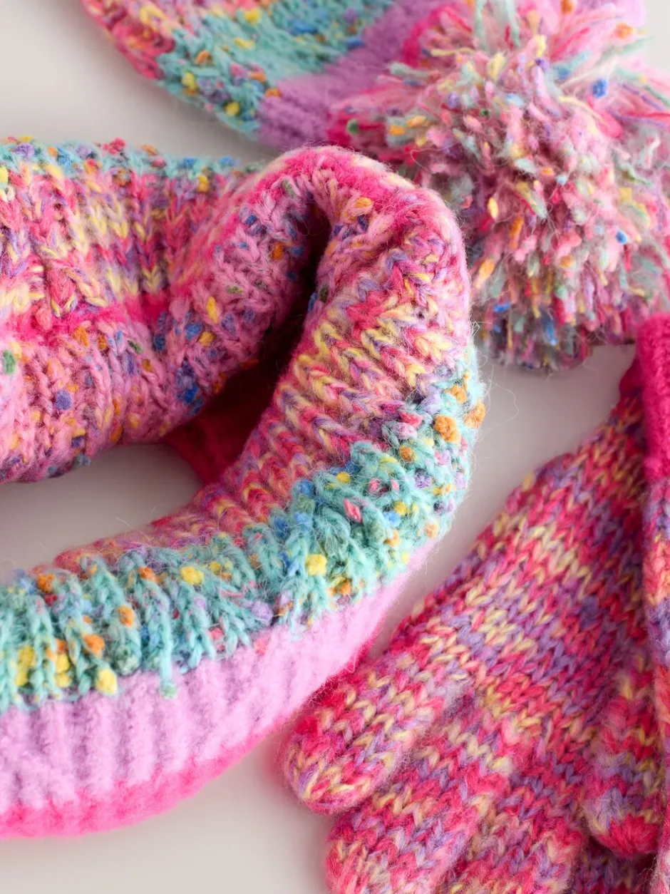 Mutsen, Handschoenen En Sjaals|Next Roze/blauw - Set van beanie, handschoenen en colsjaal (3-13jr)