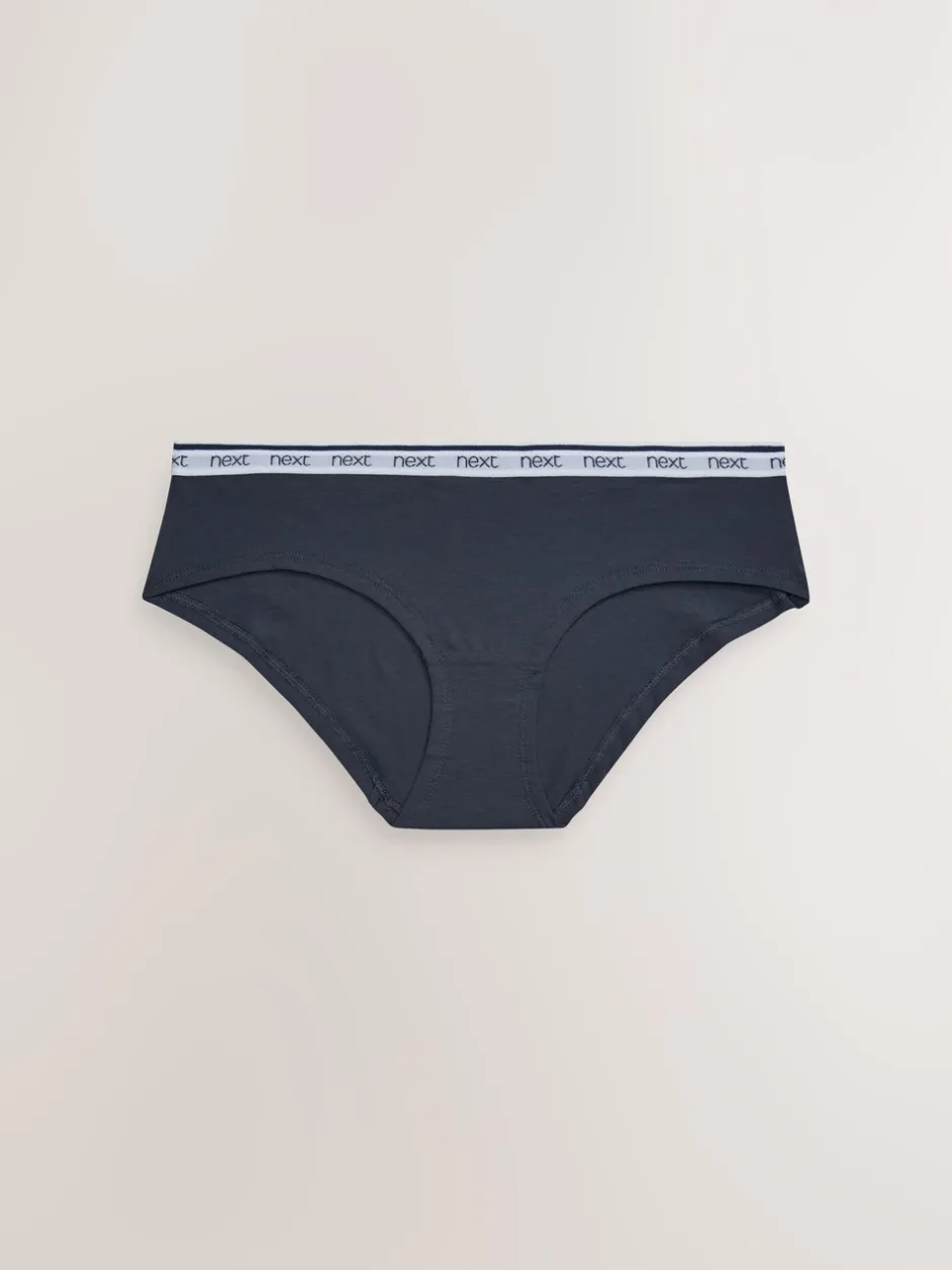 Onderbroeken*Next - 4 Katoenen slipjes met logotailleband Roze/blauw gestreept