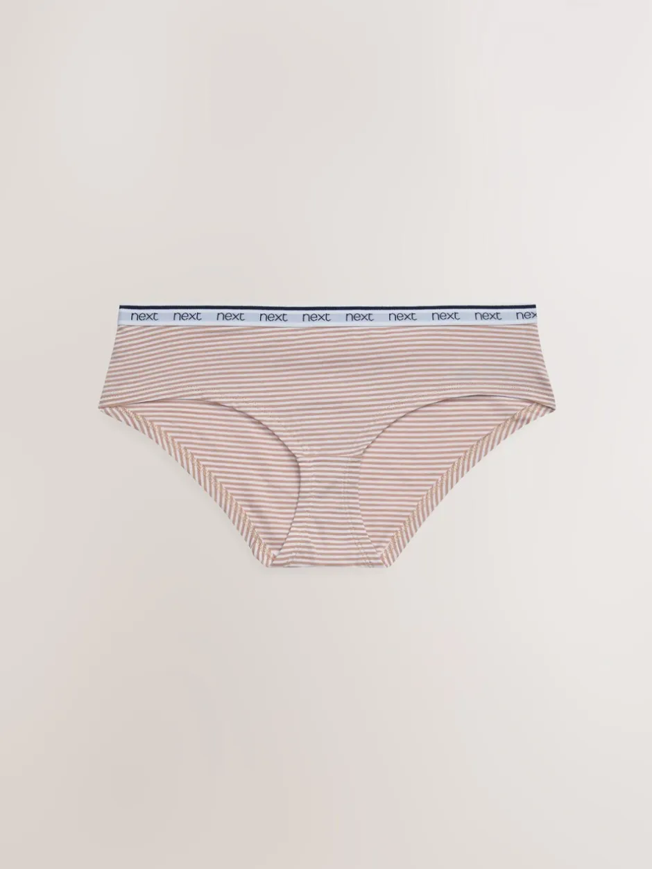 Onderbroeken*Next - 4 Katoenen slipjes met logotailleband Roze/blauw gestreept