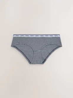 Onderbroeken*Next - 4 Katoenen slipjes met logotailleband Roze/blauw gestreept