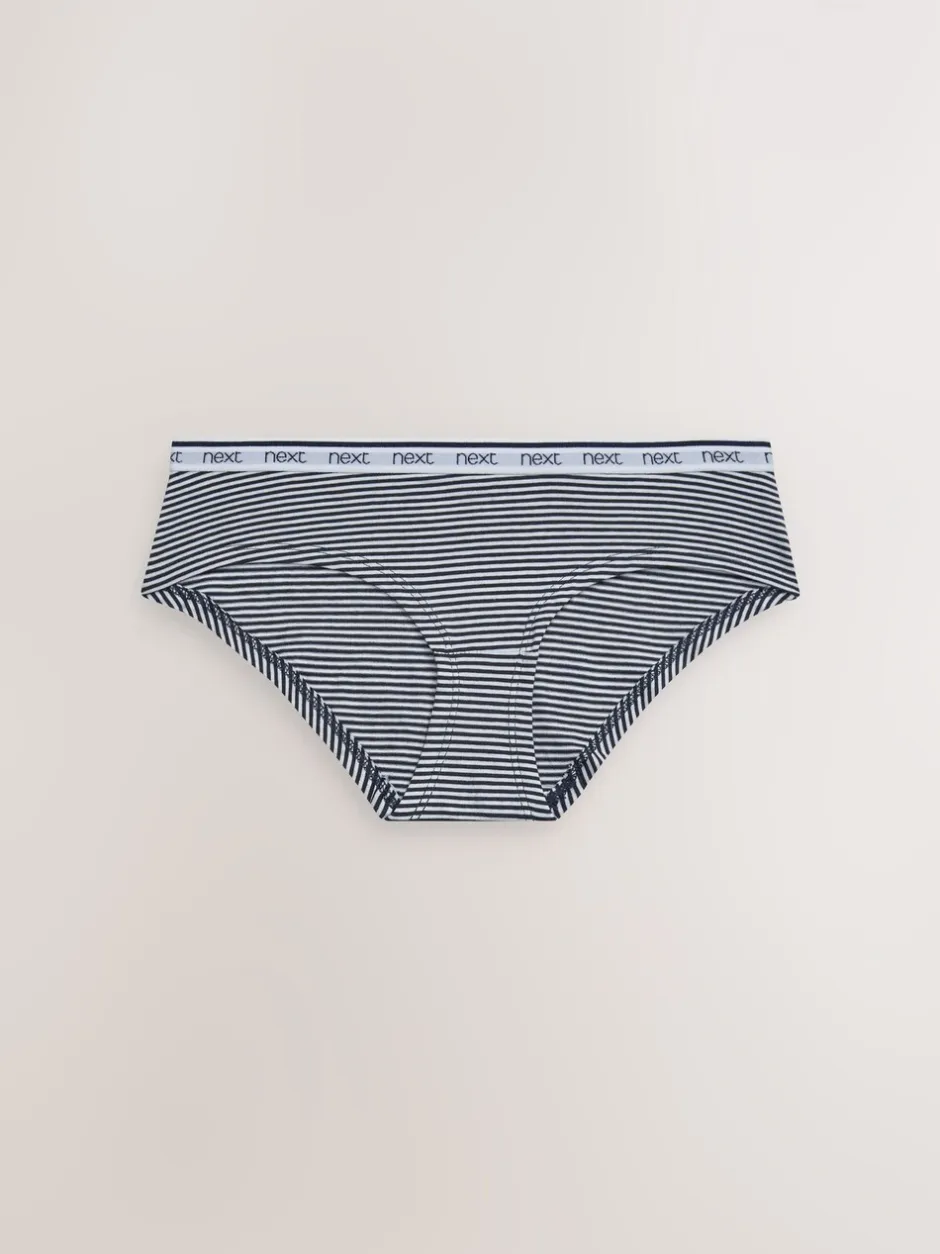 Onderbroeken*Next - 4 Katoenen slipjes met logotailleband Roze/blauw gestreept