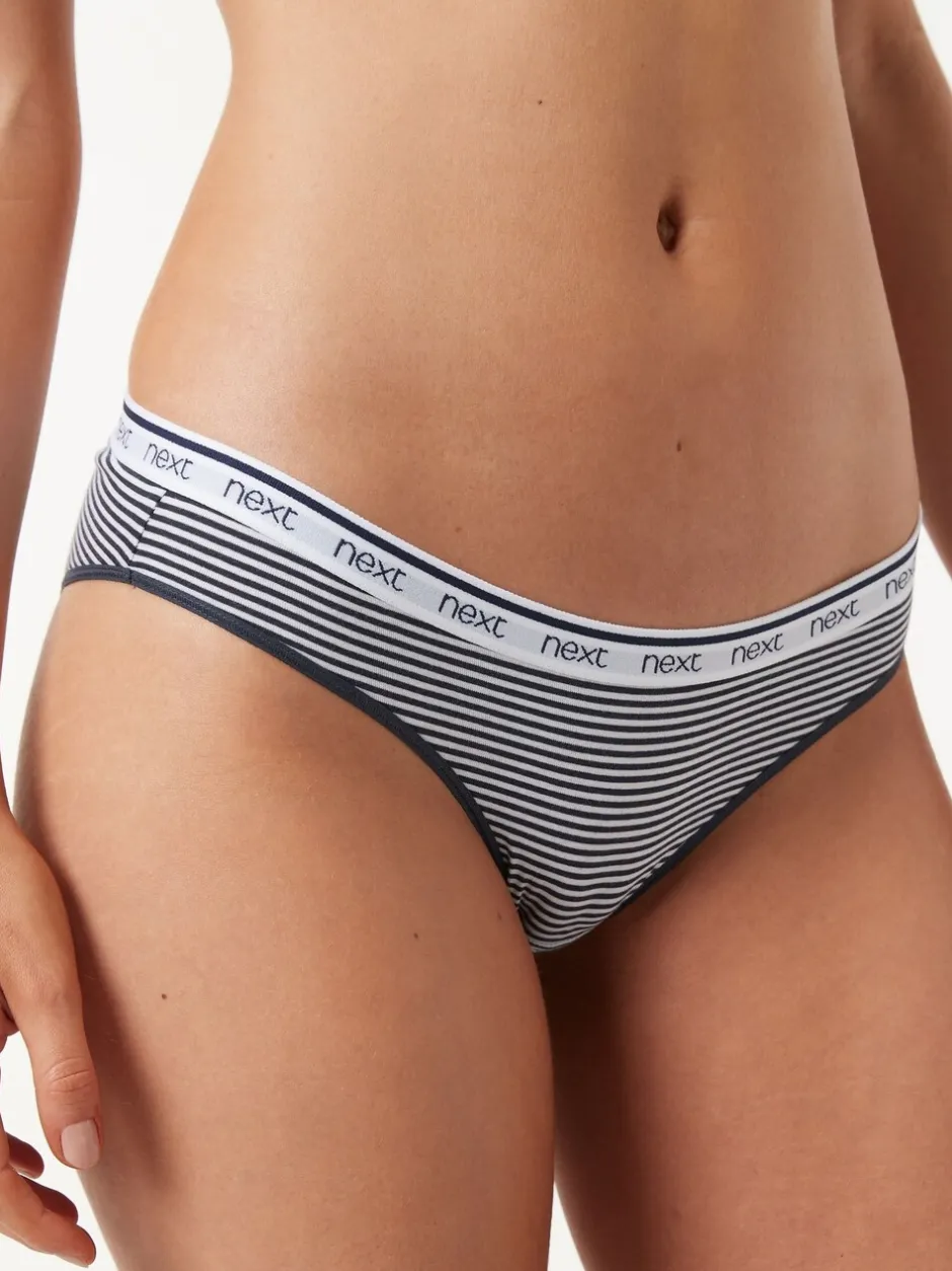 Onderbroeken*Next - 4 Katoenen slipjes met logotailleband Roze/blauw gestreept