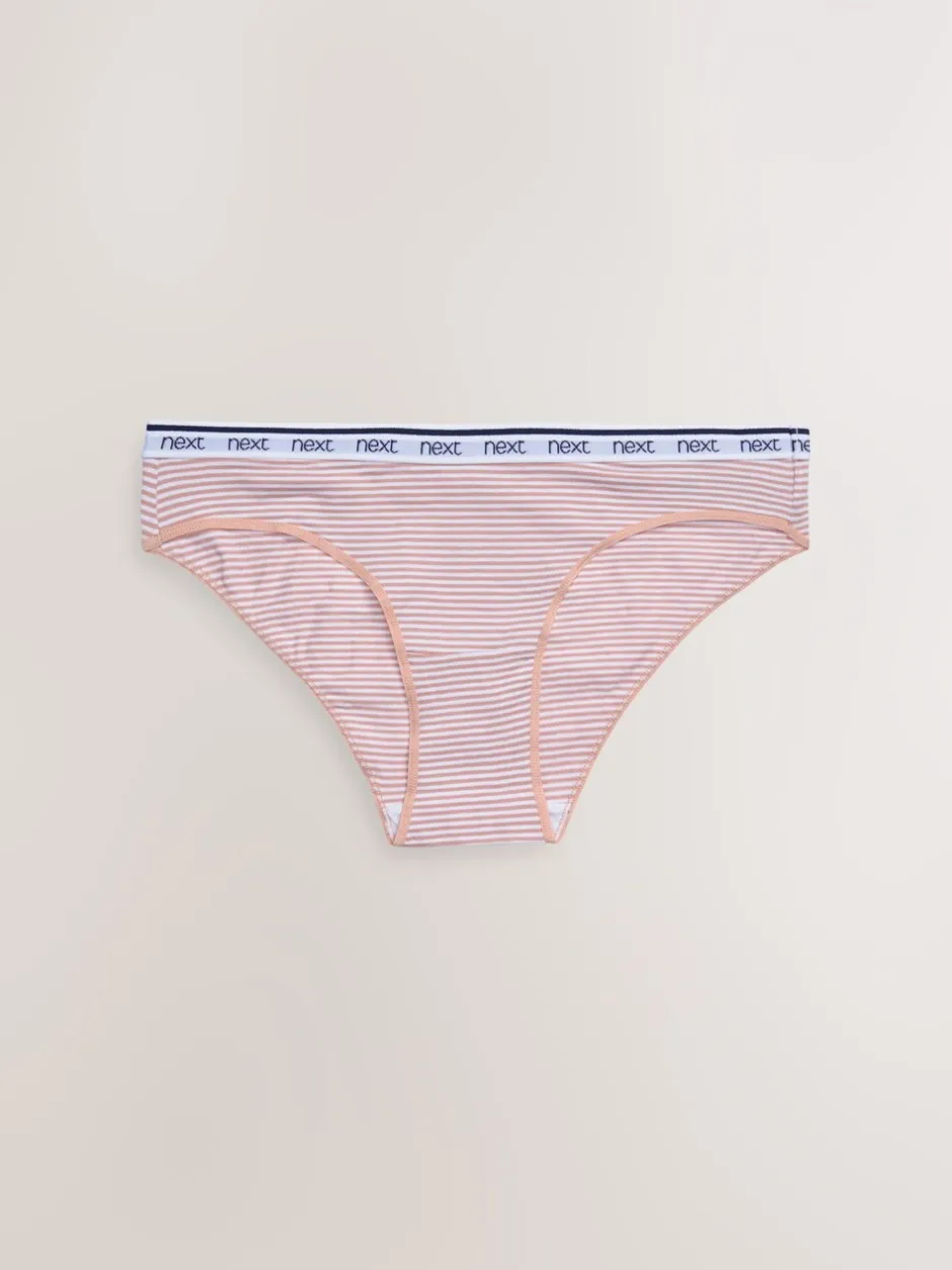 Onderbroeken*Next - 4 Katoenen slipjes met logotailleband Roze/blauw gestreept